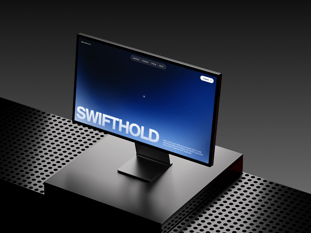 stylish apple studio display platform stand mockup