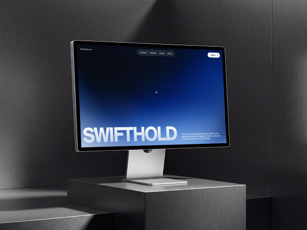 stylish apple studio display pedestal stand mockup