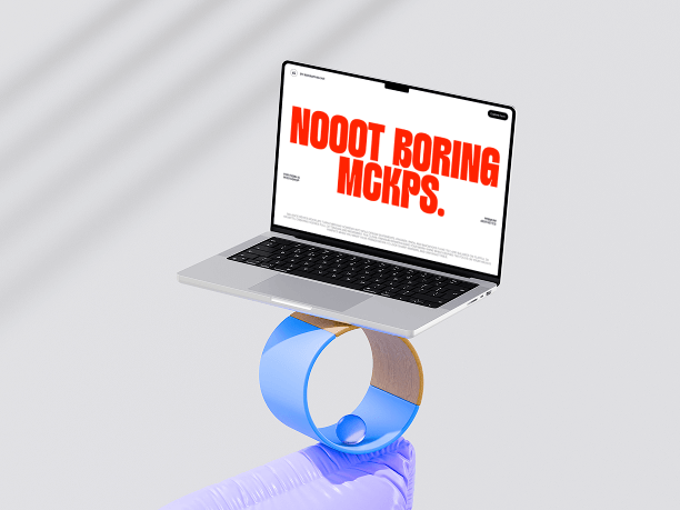 laptop mockup on abstract balance shapes
