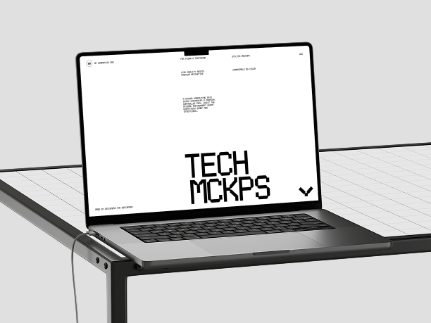 laptop mockup on tech desk