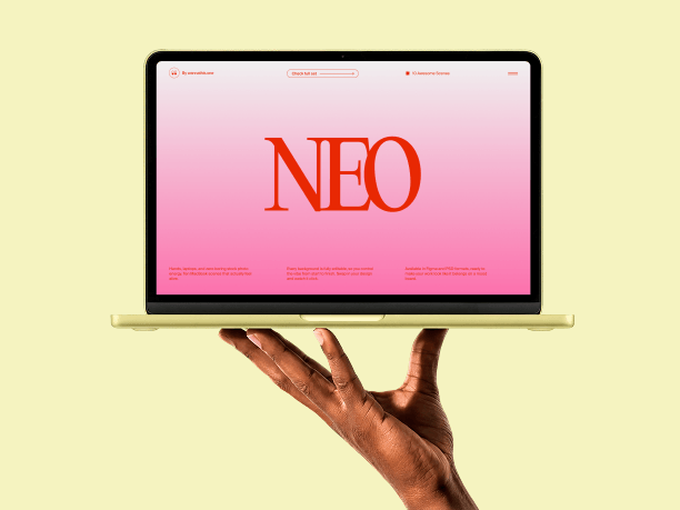 macbook mockup held on hand minimal scene