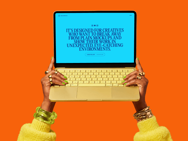 macbook front view hands mockup