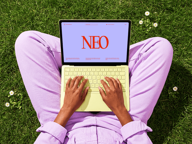 macbook outdoor typing mockup scene