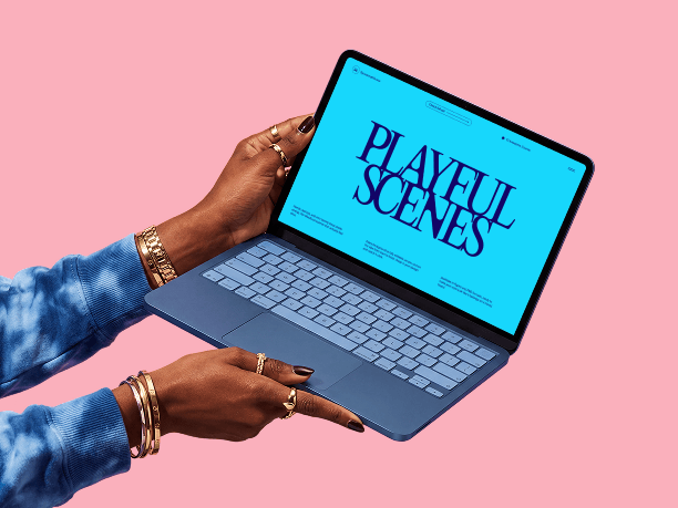 macbook angled hands mockup