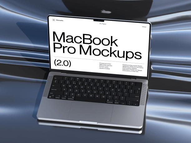 macbook pro mockup on metallic surface