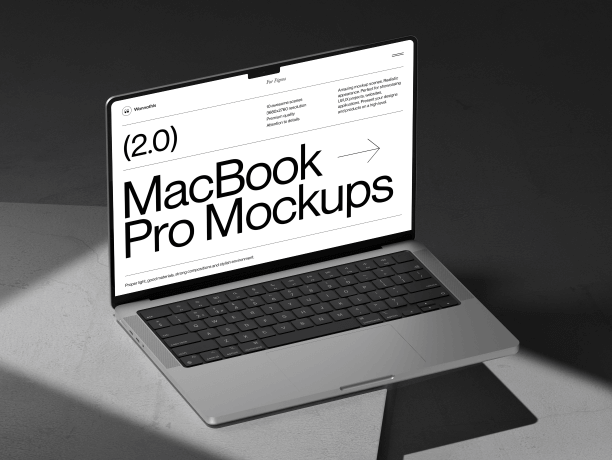 macbook pro mockup with dramatic light