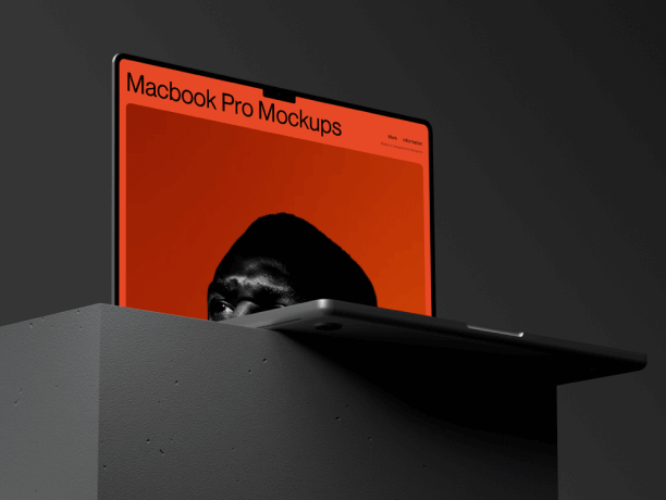 macbook pro mockup top down view
