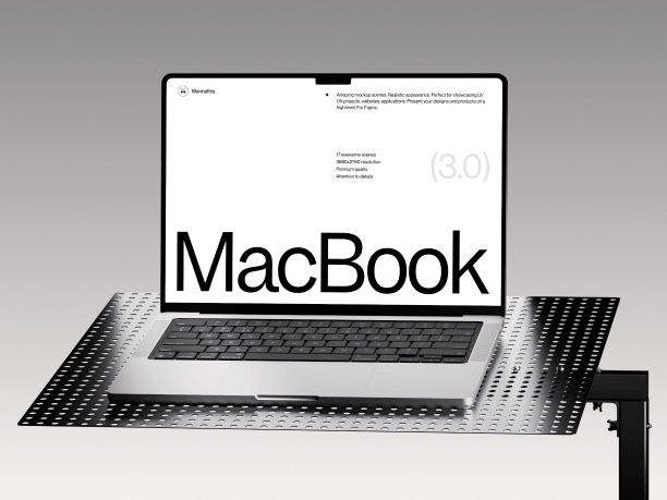 futuristic macbook pro on a metal table