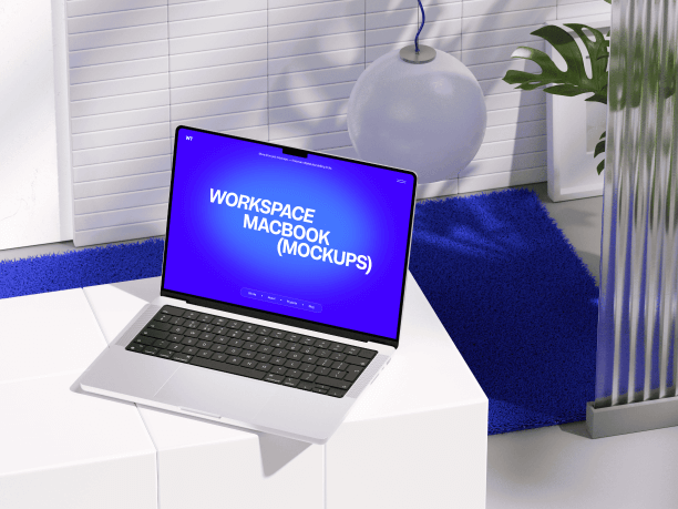 workspace macbook mockup in stylish environment