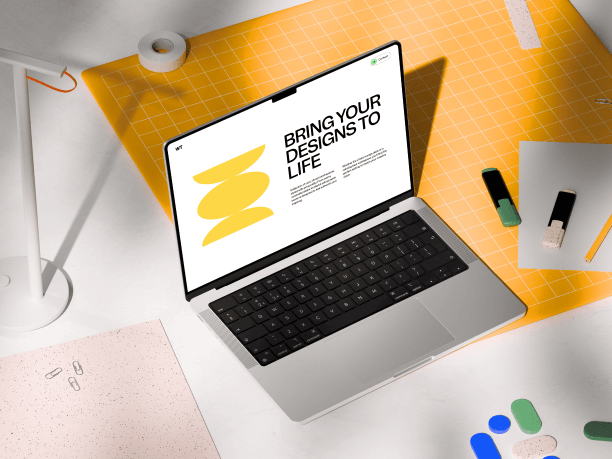 workspace macbook mockup for planning
