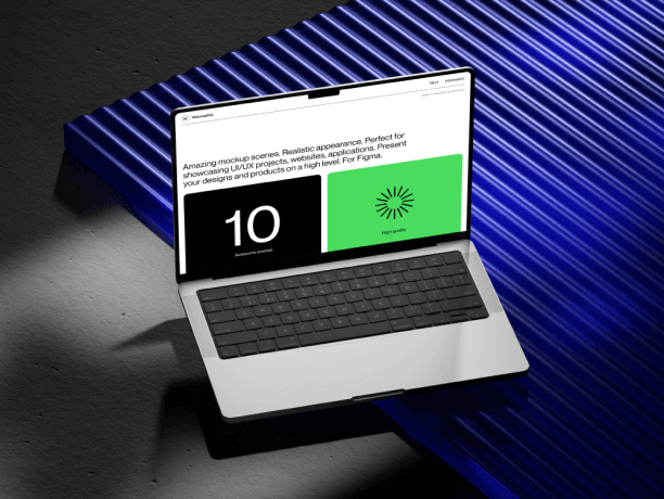 macbook pro mockup on a wavy surface