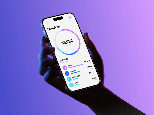 hand holding phone mockup with gradient backround 9