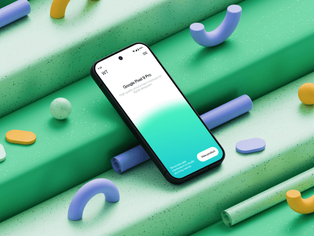 google pixel 9 pro mockup on abstract background