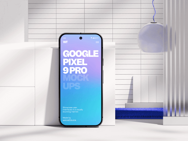 google pixel 9 pro mockup in abstract environment