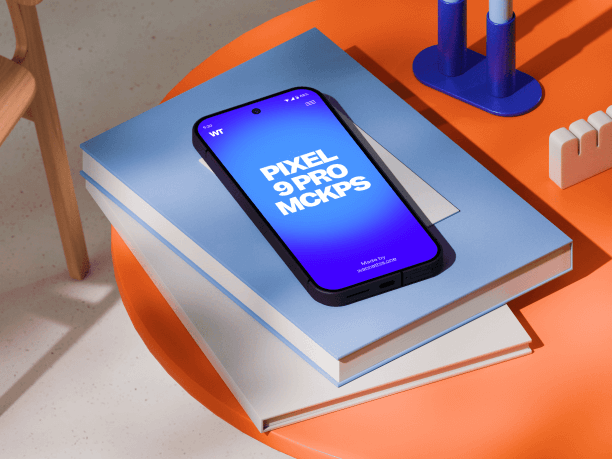 stylish google pixel 9 pro mockup on the book