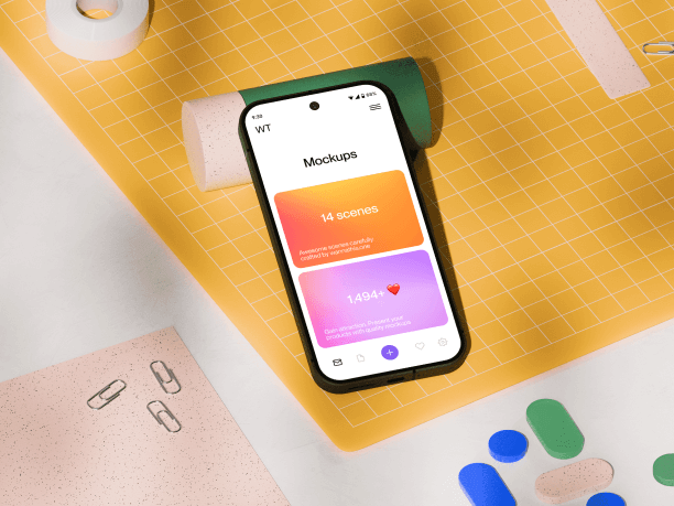 google pixel 9 pro mockup on a yellow background
