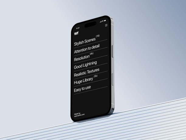 iphone 16 pro mockup standing on a glass table