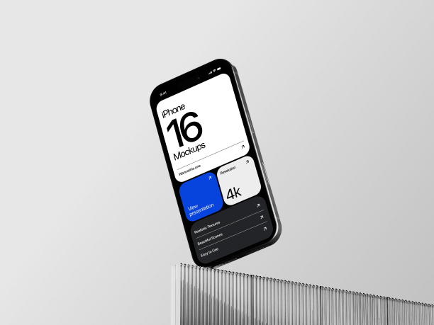 iphone 16 pro mockup balancing on the edge