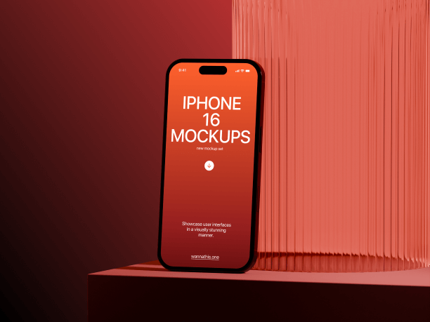 iphone 16 pro mockup in red environment