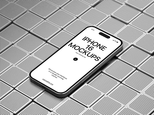 iphone 16 pro mockup on metallic blocks