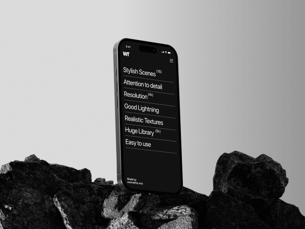 iphone 16 pro mockup on dark rocks