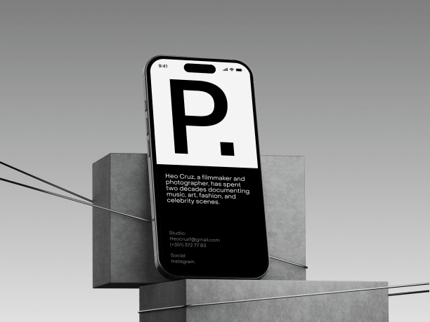 free iphone 16 pro mockup standing on a cube