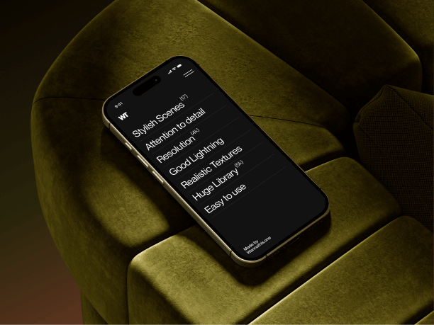 iphone 16 mockup on a green sofa 3