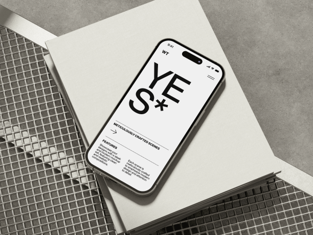 iphone 16 mockup on a stack of books