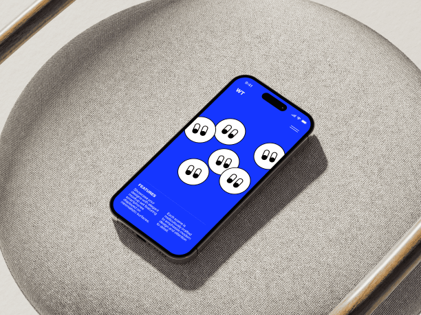 iphone 16 mockup on a grey chair 3