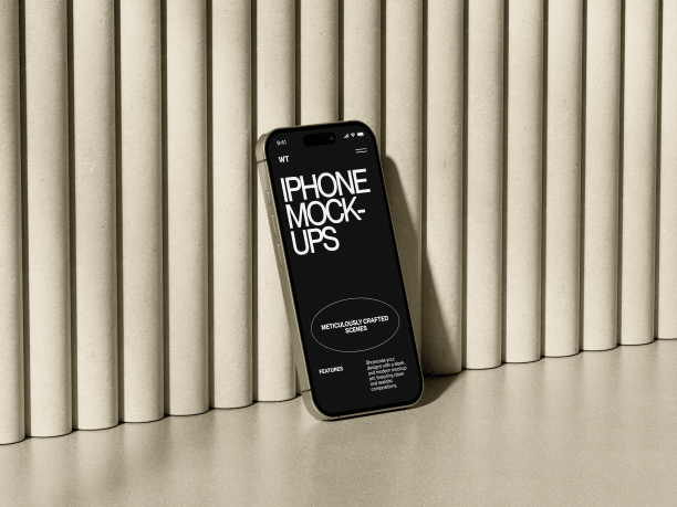 iphone 16 mockup opposite the ribbed surface