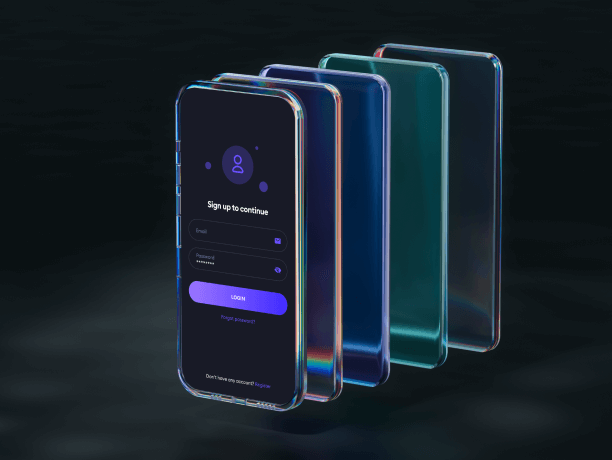 stylish glass phone mockup dark scene 4
