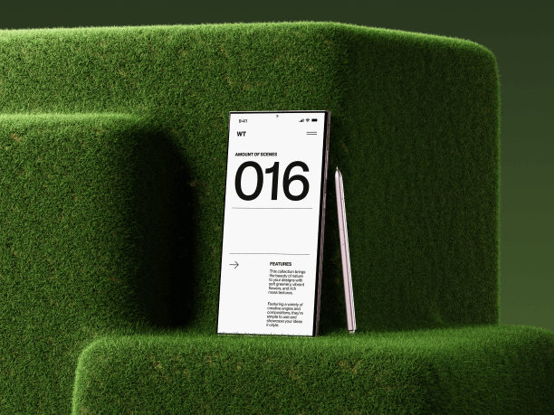 samsung s24 mockup standing on the grass 2