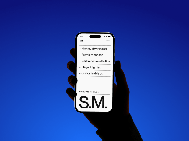 blackout silhouette phone mockup in humand hand 2