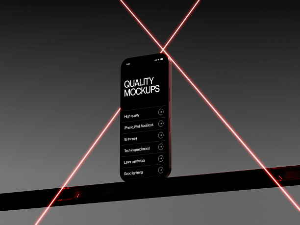 bold iphone mockup on volcanic rock