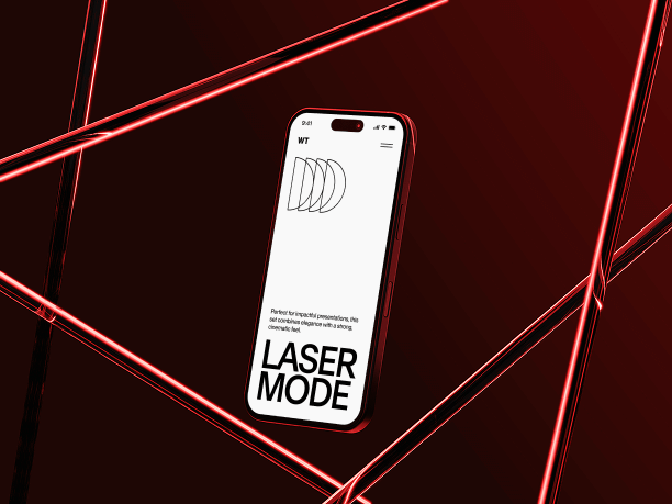 bright iphone mockup with diagonal laser grid