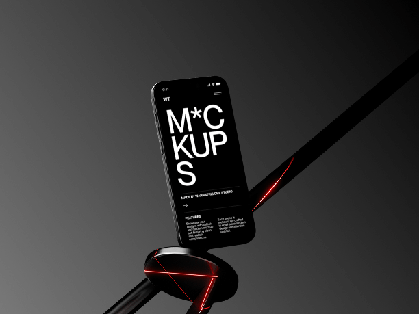 minimal iphone mockup on modern stand