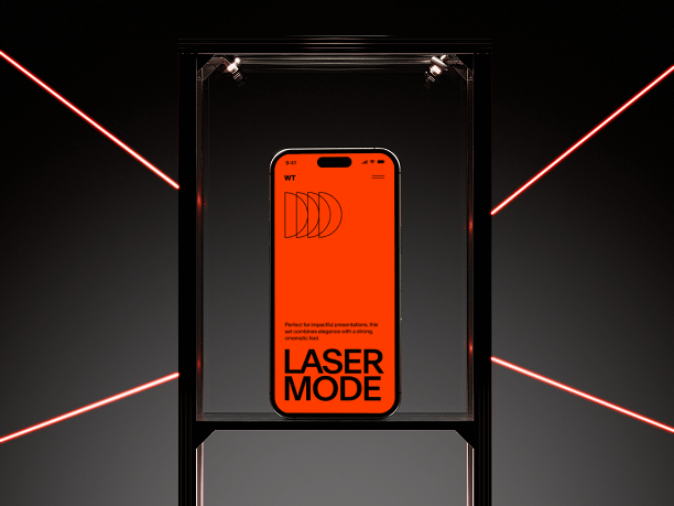 gallery frame iphone mockup with neon lines