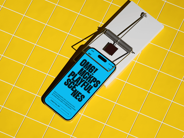 creative phone mockup with mousetrap setup
