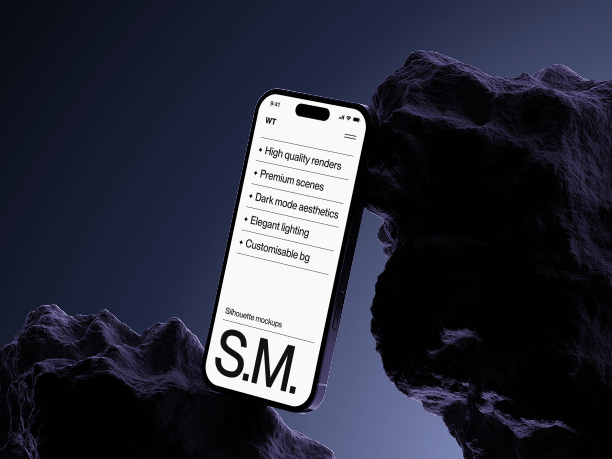 phone mockup on rock surface