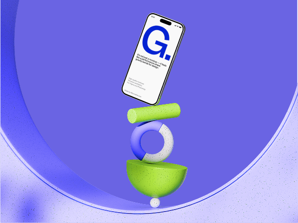 smartphone mockup with circular abstract balance