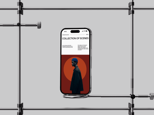 hanging iphone mockup with metallic chains