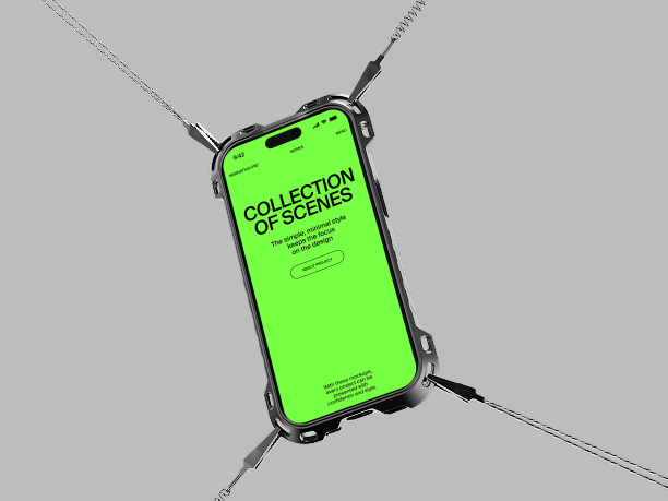 iphone mockup on geometric metal sculpture
