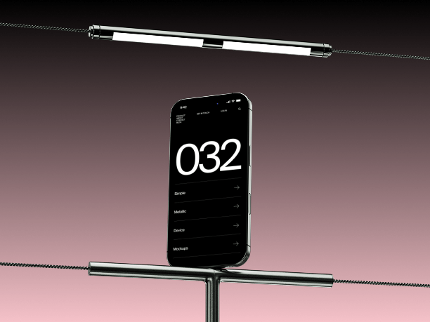 iphone mockup on angled metal support