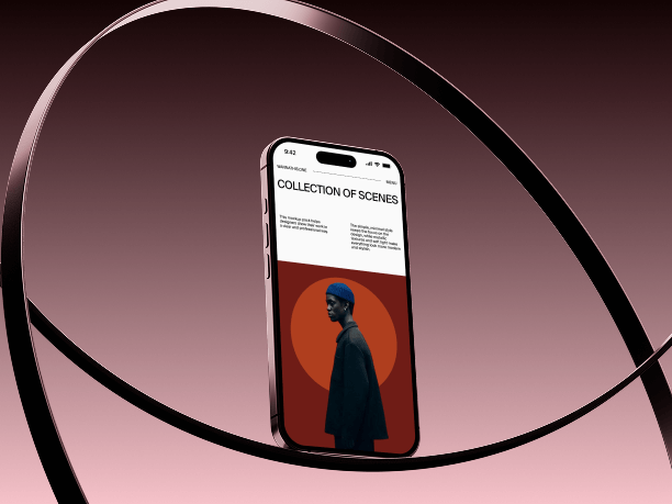 iphone mockup in metallic ring frame