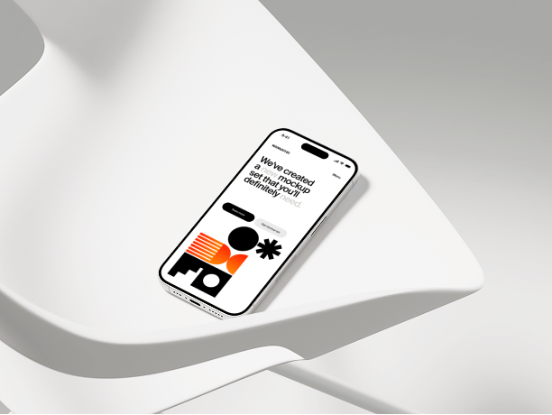 iphone mockup on curved white surface