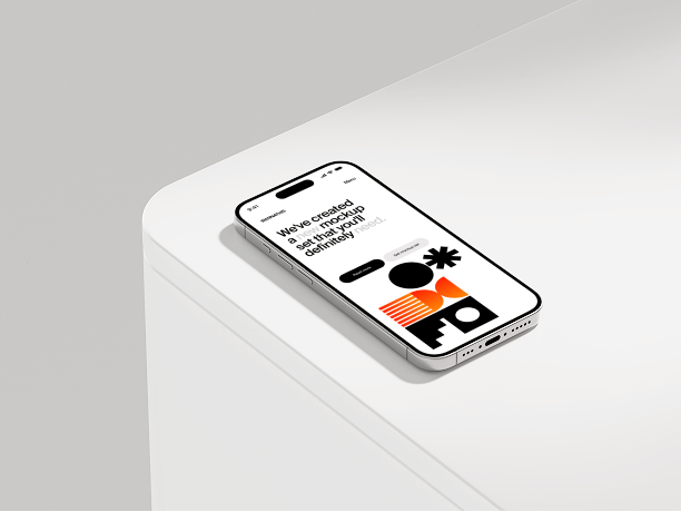 iphone mockup on rounded white edge