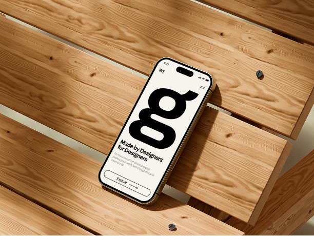 iphone mockup on wooden bench