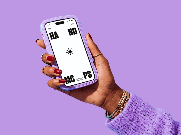 playful iphone mockup in hand pose