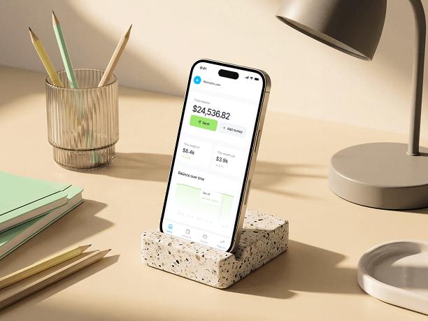 iphone mockup on minimal studio desk