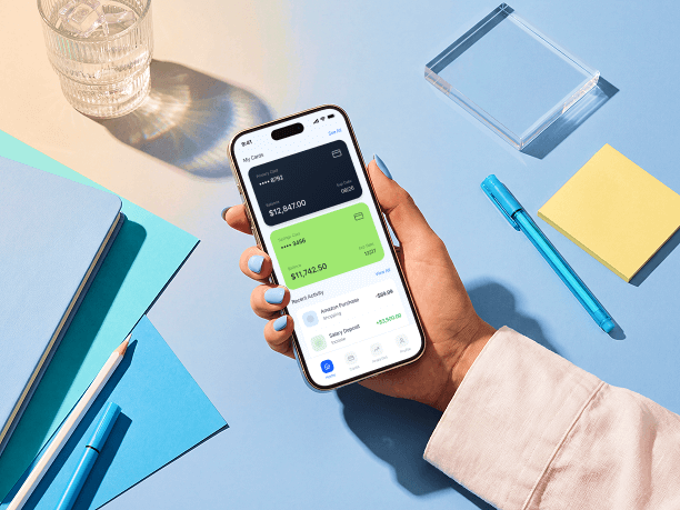 iphone mockup on desk with office props